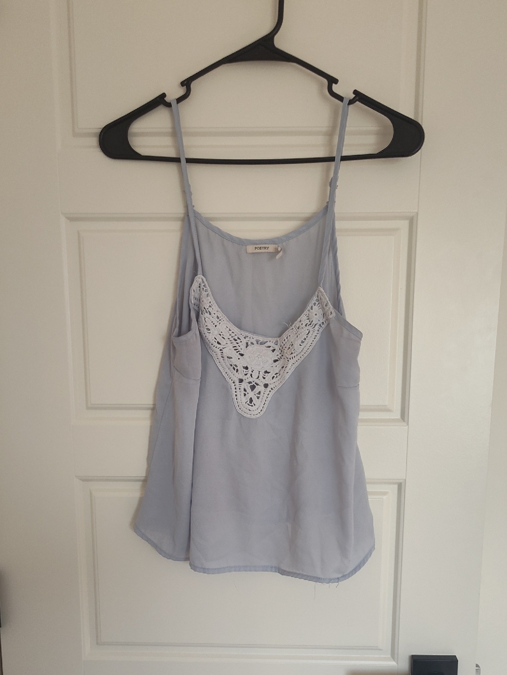 Poetry Light Blue Camisole with White Crochet V-Front